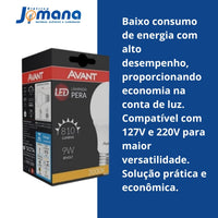Lâmpada LED Bulbo 9W 6500K Bivolt 810lm Branco Frio Avant
