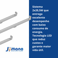 Luminária LED Taschibra Lumifácil 120cm 41W (2x20,5W) 6500K – Branco Frio – Autovolt