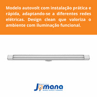 Luminária LED Taschibra Lumifácil 120cm 41W (2x20,5W) 6500K – Branco Frio – Autovolt