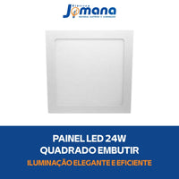 Painel LED 24W Quadrado Embutir 4000K Bivolt Branco Neutro Avant