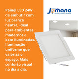 Painel LED 24W Quadrado Embutir 4000K Bivolt Branco Neutro Avant