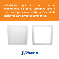 Painel LED 24W Quadrado Embutir 4000K Bivolt Branco Neutro Avant