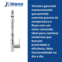 Torneira Monocomando Gourmet Lorenkitchen 2266 C76 Cozinha Cromada