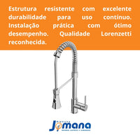 Torneira Monocomando Gourmet Lorenkitchen 2266 C76 Cozinha Cromada