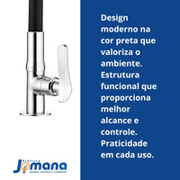 Torneira Cozinha Silicone Preta 1177 B27 Flexível Lorenzetti | Design Gourmet