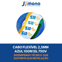 Cabo Flexível 1x2,5mm2 Azul X 100m 750V Antichama SIL