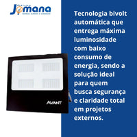 Kit 4 Refletores LED Slim 200W 6500K Branco Frio IP65 Bivolt Avant