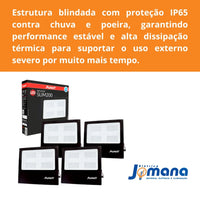 Kit 4 Refletores LED Slim 200W 6500K Branco Frio IP65 Bivolt Avant