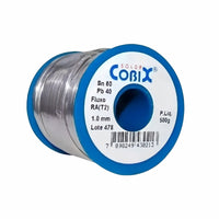Solda Estanho 1mm 60x40 Cobix C/ Fluxo Ra (t2) - Rolo 500g C - Azul