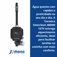 Torneira Elétrica P/ Parede 4800w Cor Preta Enerclean Preto Polido 127v 60