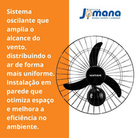 Ventilador de Parede Ventisol 60cm New Black Turbo Oscilante – 220V – Grade Plástica – Preto