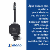 Torneira Elétrica P/ Parede 4800w Cor Preta Enerclean Preto Polido 127v 60