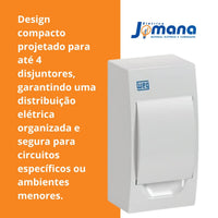 Quadro De Distribuição De Sobrepor Weg 4 Disjuntores Branco