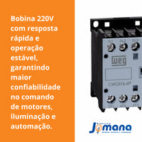Minicontator Tripolar 7a Ca 1na Cwc07-10-30v26 Weg 12459272 220v