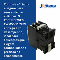 Contator Tripolar WEG CWM50 50A 220V 1NA+1NF – Alta Performance – CWM50-11-30V26