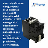Contator Tripolar WEG CWM50 50A 220V 1NA+1NF – Alta Performance – CWM50-11-30V26