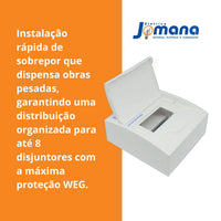 Quadro de Distribuição Embutir 08 Módulos QDW02-8-BE Branco WEG