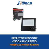 Refletor Led Slim Preto 100W IP 66 6500K Temperatura de cor Branco Frio Bivolt AVANT