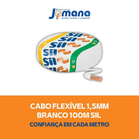 Cabo Flexível 1,5 mm Branco 100 Metros De Comprimento Sil Fios Flexível 750v 70°