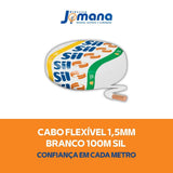 Cabo Flexível 1,5 mm Branco 100 Metros De Comprimento Sil Fios Flexível 750v 70°