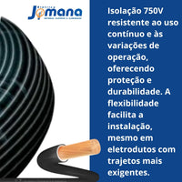 Cabo Flexível SIL 10mm² 750V Preto Rolo 100m Cobre Classe 5 Antichama