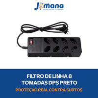 Filtro de Linha Energy 8 Tomadas Proteção DPS Preto 127/220V Clamper