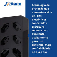 Filtro de Linha Energy 8 Tomadas Proteção DPS Preto 127/220V Clamper