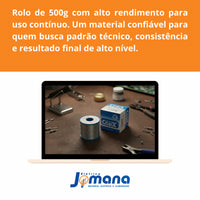 Solda Estanho 1mm 60x40 Cobix C/ Fluxo Ra (t2) - Rolo 500g C - Azul