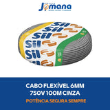 Cabo Flexível 6mm2 Cinza Flexsil 750V Antichama 100m SIL