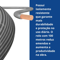 Cabo Flexível 6mm2 Cinza Flexsil 750V Antichama 100m SIL