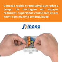 Conector Wago 221-413 3 Vias Kit 20 Peças - Compacto para emenda