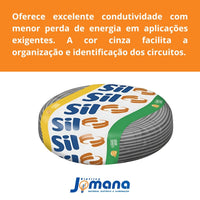 Cabo Flexível 6mm2 Cinza Flexsil 750V Antichama 100m SIL