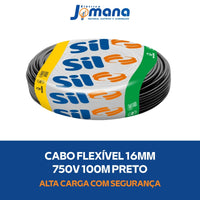 Cabo Flexível 16mm2 750V Antichama 100m Preto SIL