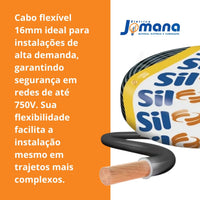 Cabo Flexível 16mm2 750V Antichama 100m Preto SIL