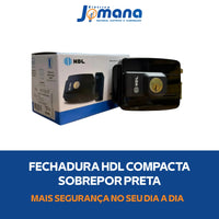 Fechadura Elétrica Compacta de Sobrepor Preta Original 12V HDL