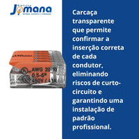 Kit 10 Conectores Wago 221-415 5 Vias  - Compacto para emenda