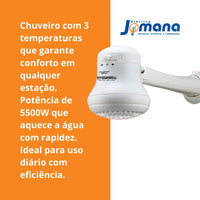 Chuveiro Maxi Ducha 3 Temperaturas Ultra 220/5500w Lorenzetti