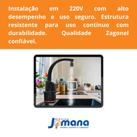 Torneira Elétrica Prima Black Touch 220V 5500W 60 Hz Preto Polido Zagonel