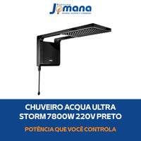 Chuveiro Elétrico De Parede Lorenzetti Acqua Ultra Storm Preto 7800w 220v 7.8 Kw