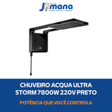 Chuveiro Elétrico De Parede Lorenzetti Acqua Ultra Storm Preto 7800w 220v 7.8 Kw