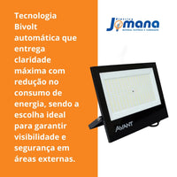Kit 2 Refletores LED Slim Temperatura de cor Branco-frio 100W 6500K IP65 Bivolt Avant
