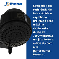 Ducha Eletrônica Enerbras E-Soft 220V 7500W Preta – Controle Eletrônico de Temperatura | Compatível com DR e Aquecimento Solar